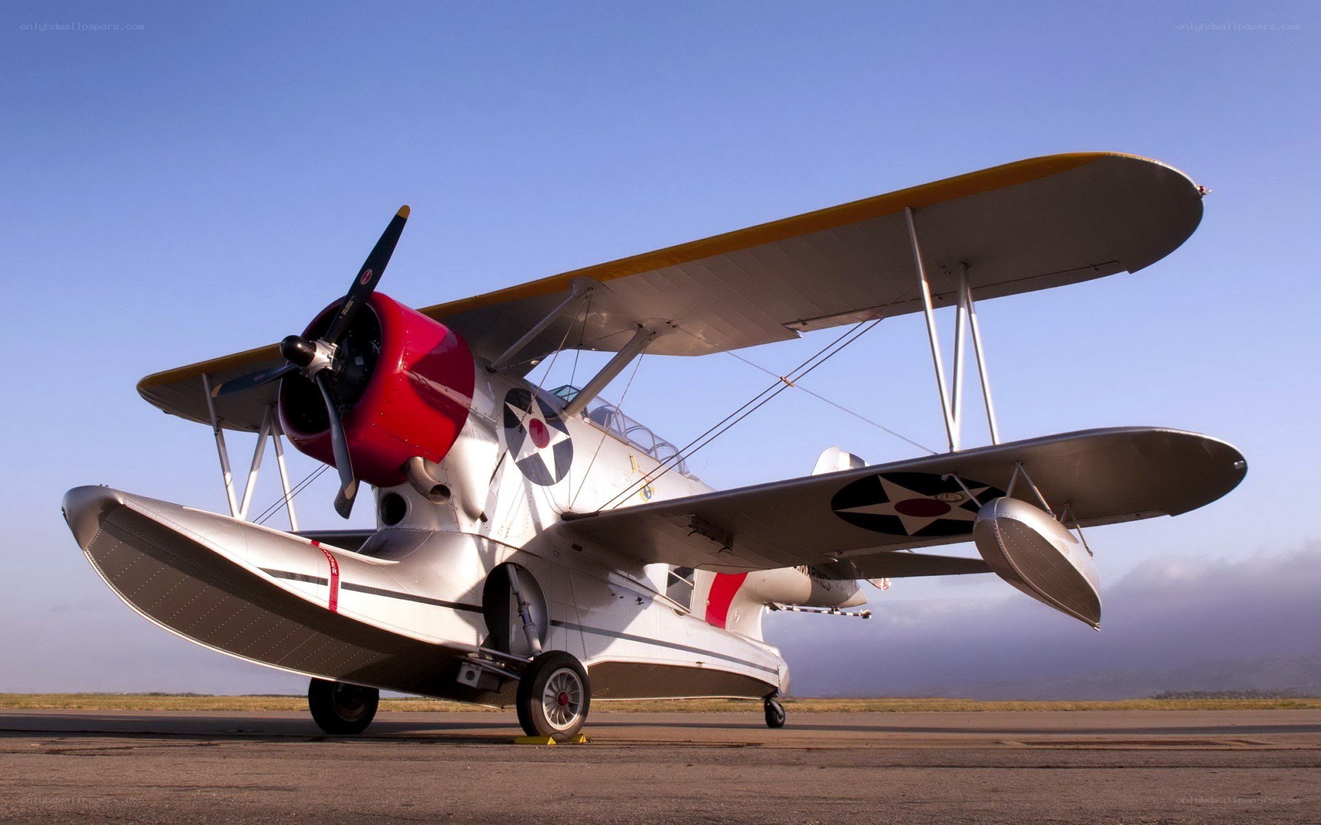 Biplane on a runway