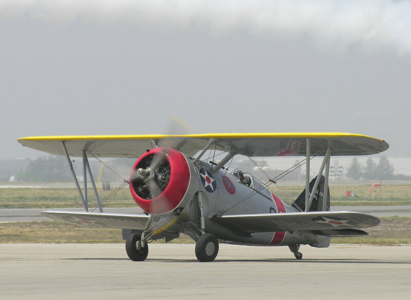 Biplane on a runway
