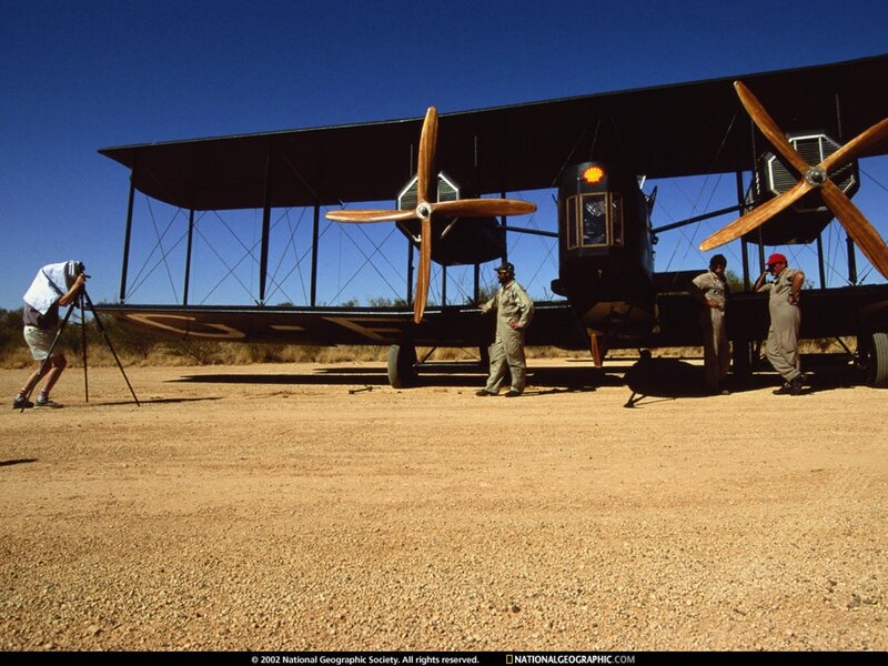Biplane on Desert Ground