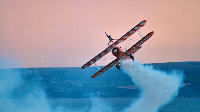 Biplane Performing Stunt