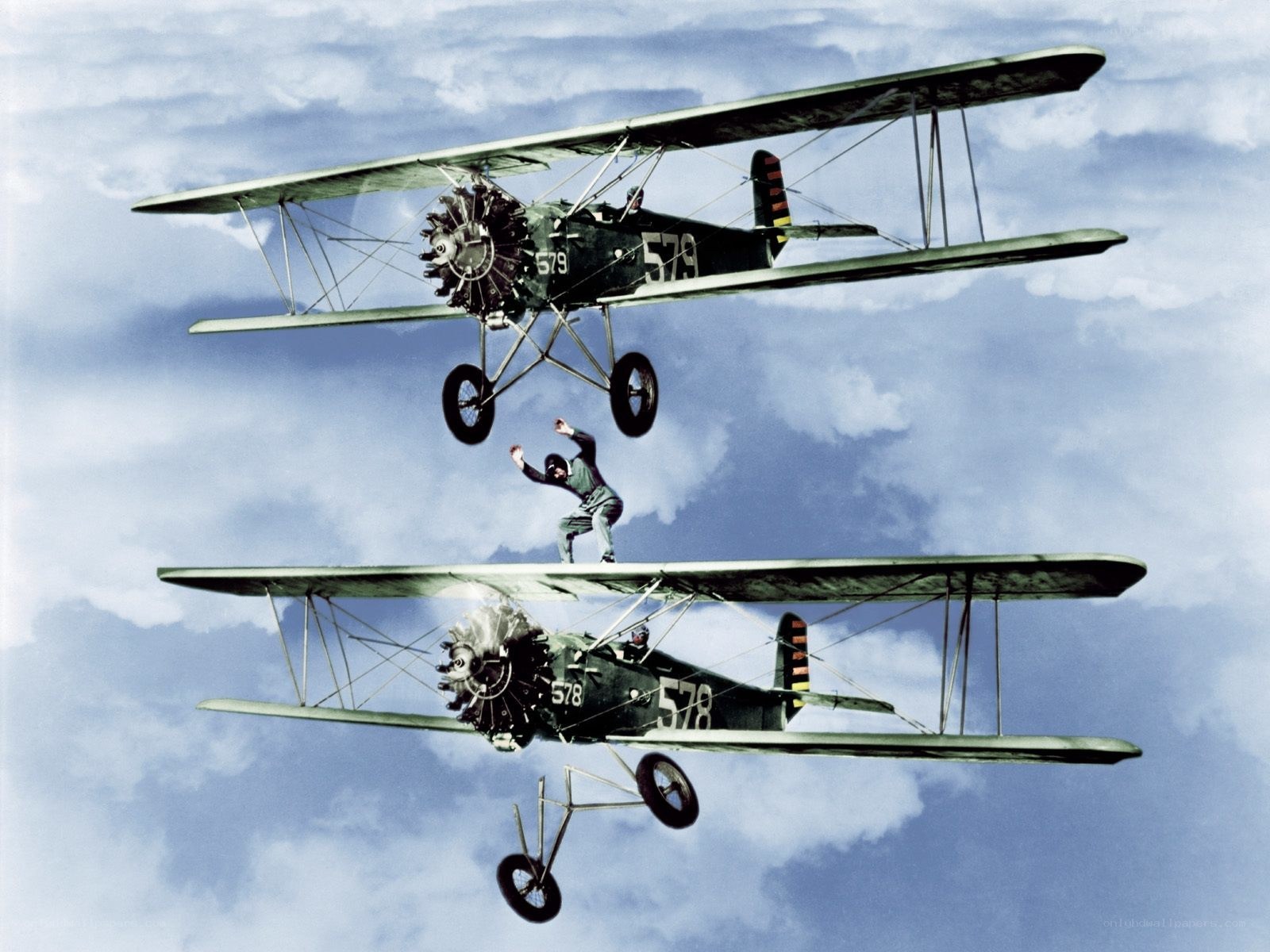 Biplane stunt in the sky