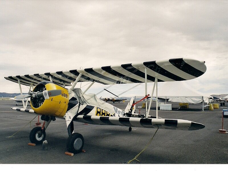 Biplane with Striped Wings