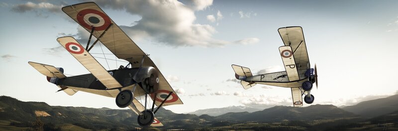 Biplanes in Flight — Beige