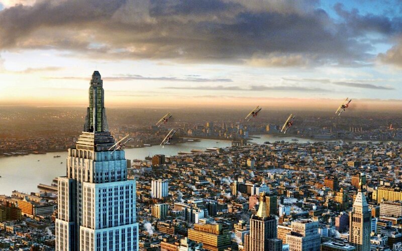 Biplanes over City