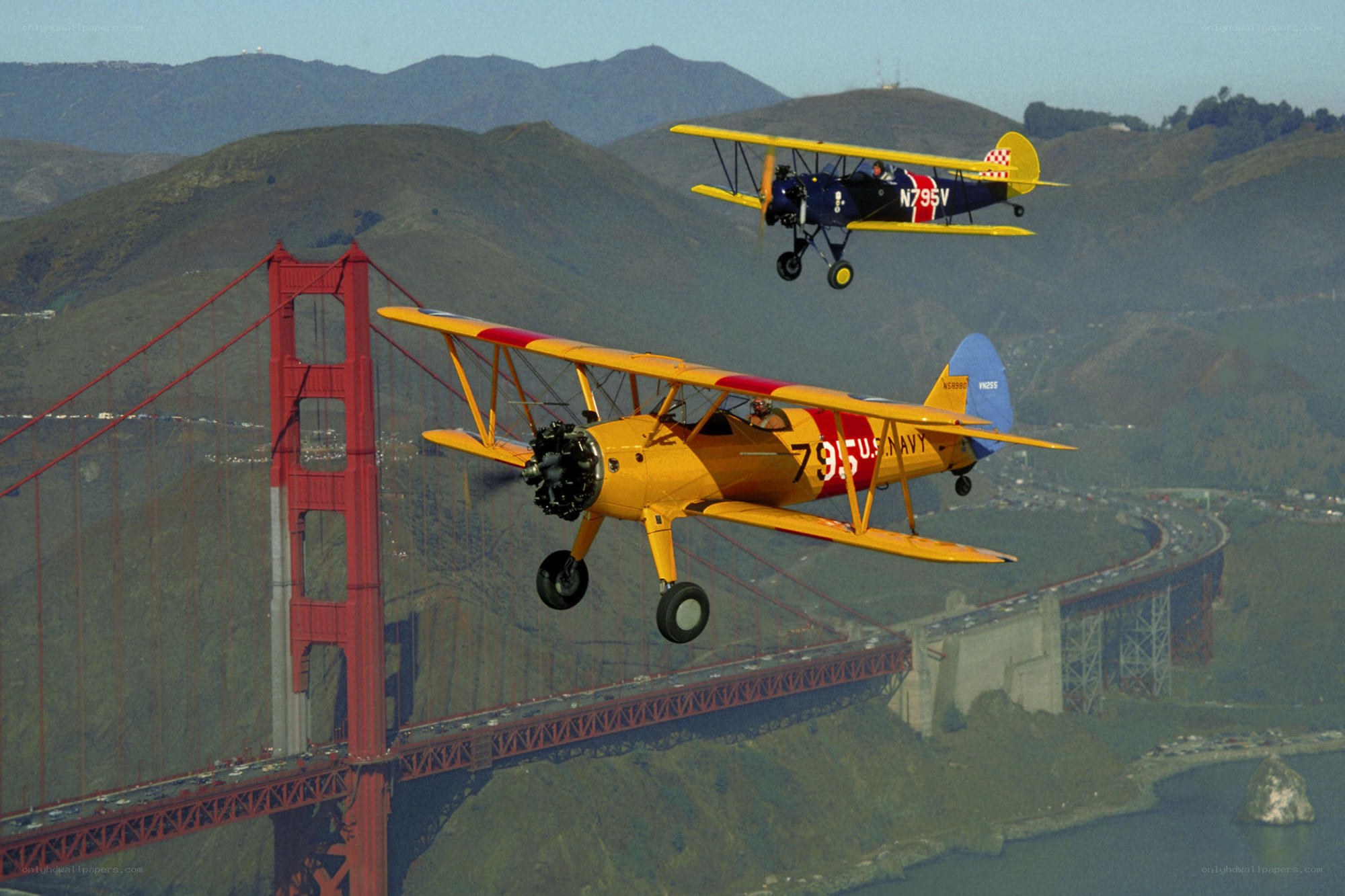 Biplanes over Golden Gate Bridge
