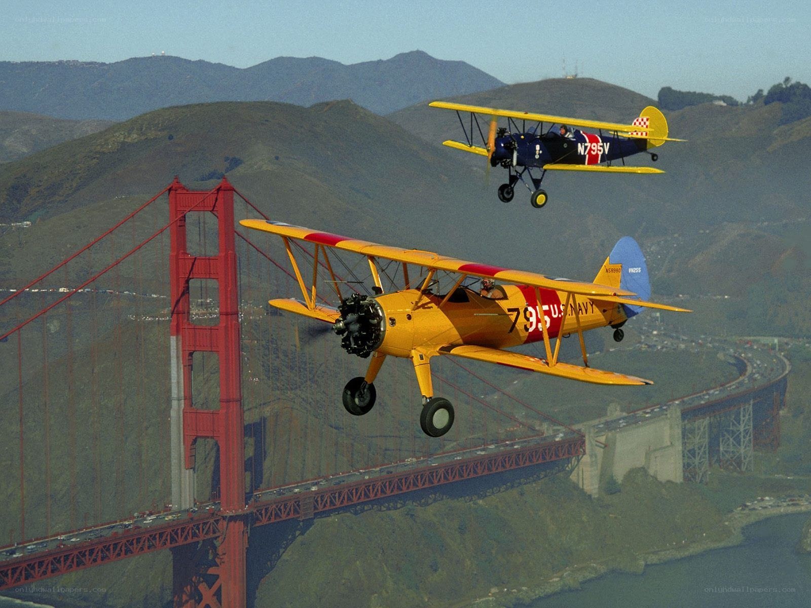 Biplanes over Golden Gate Bridge