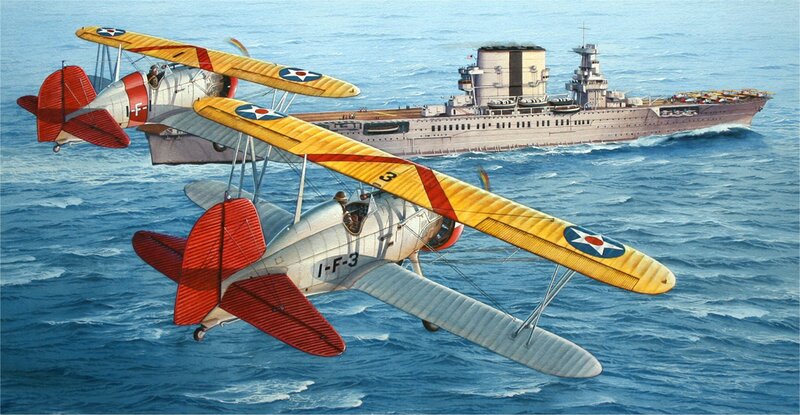 Biplanes over Ocean