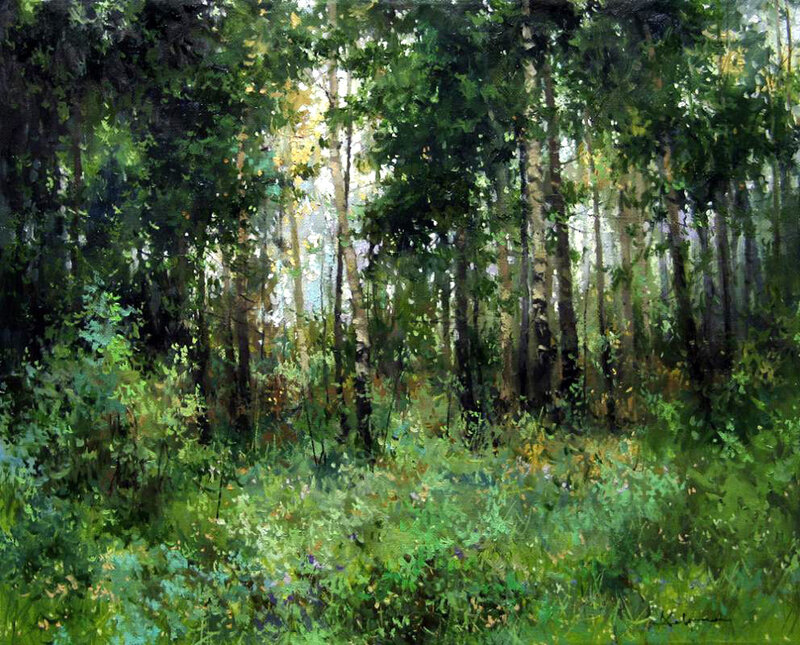 Birch Forest in Sunlight — Green