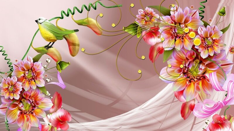 Bird and Flowers