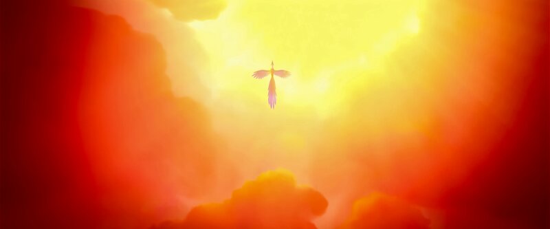 Bird Flying in Sky — Yellow