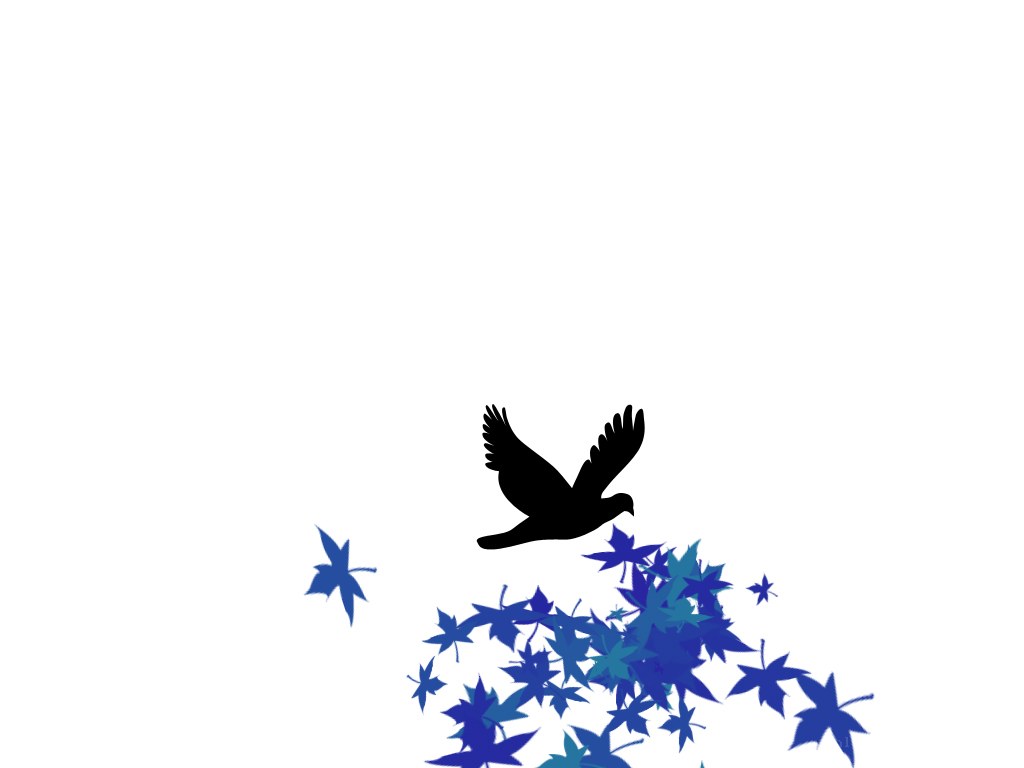 bird flying over blue leaves