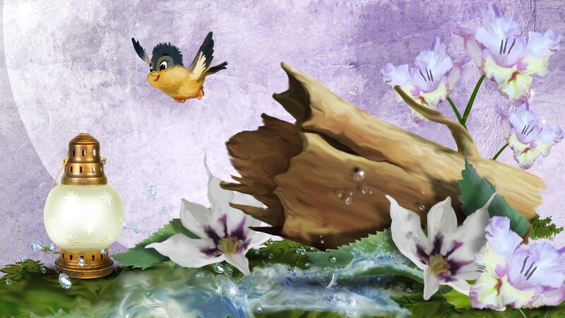 Bird Flying over Flowers