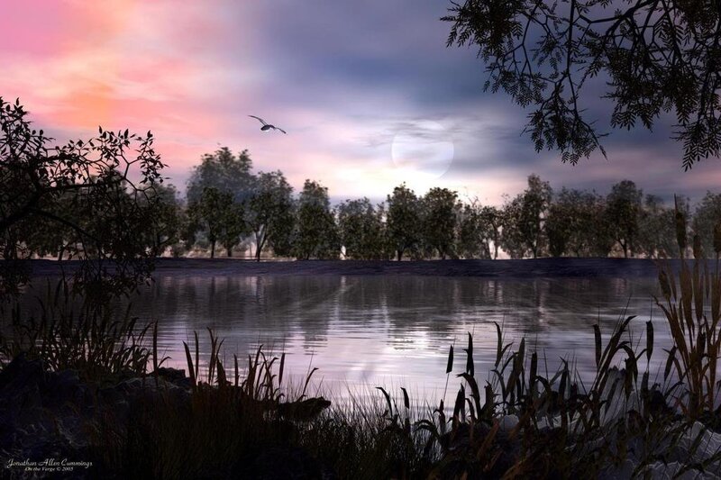 Bird Flying over Lake — Pink