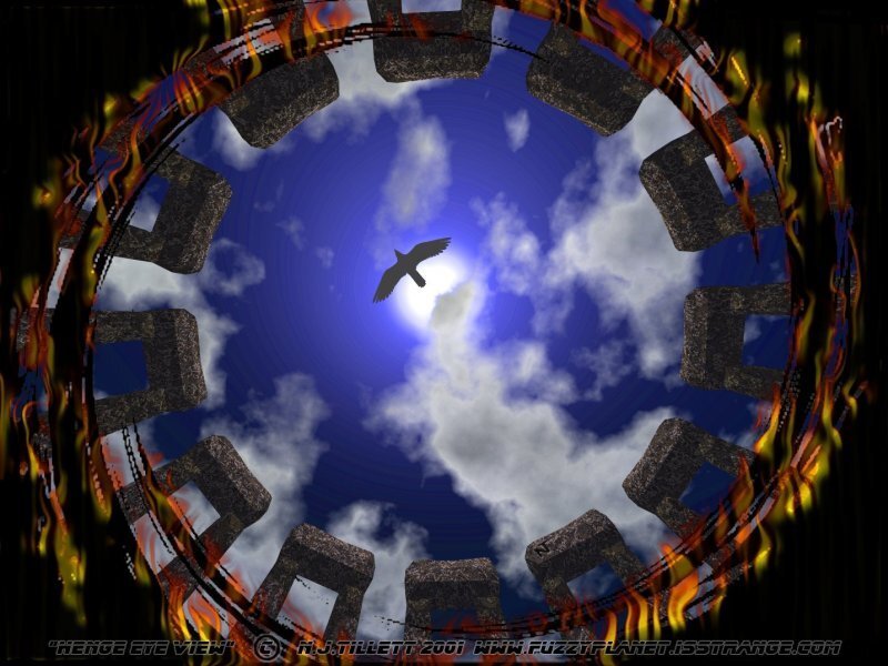 Bird Flying Through Stone Ring