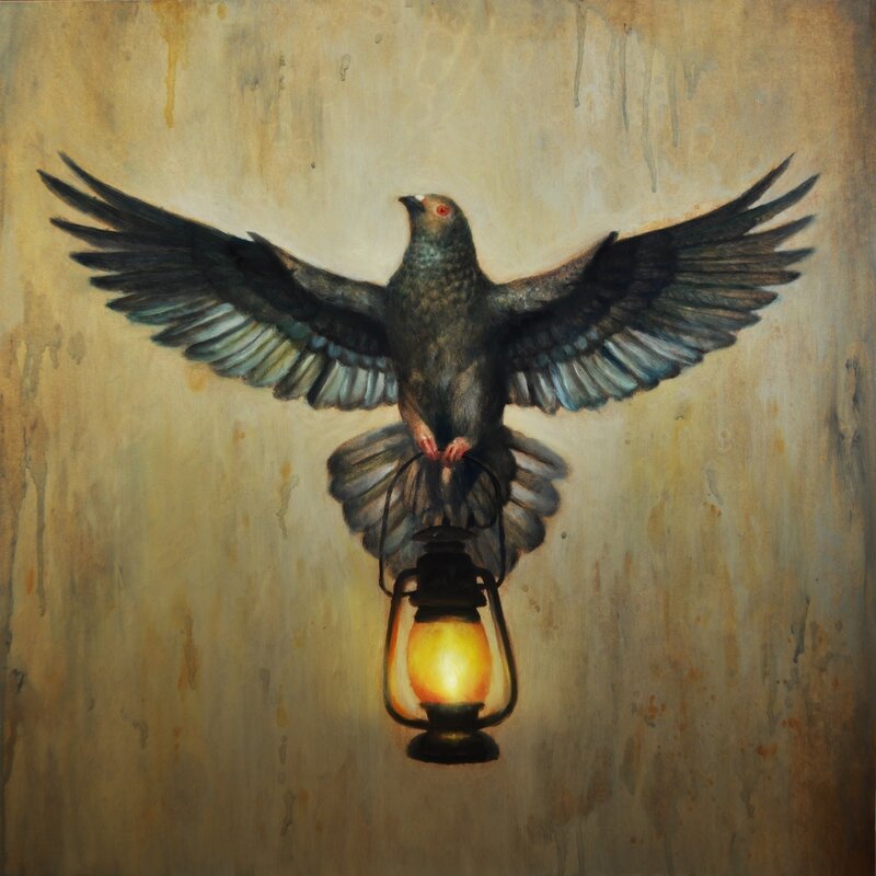 Bird Holding Lantern — Brown