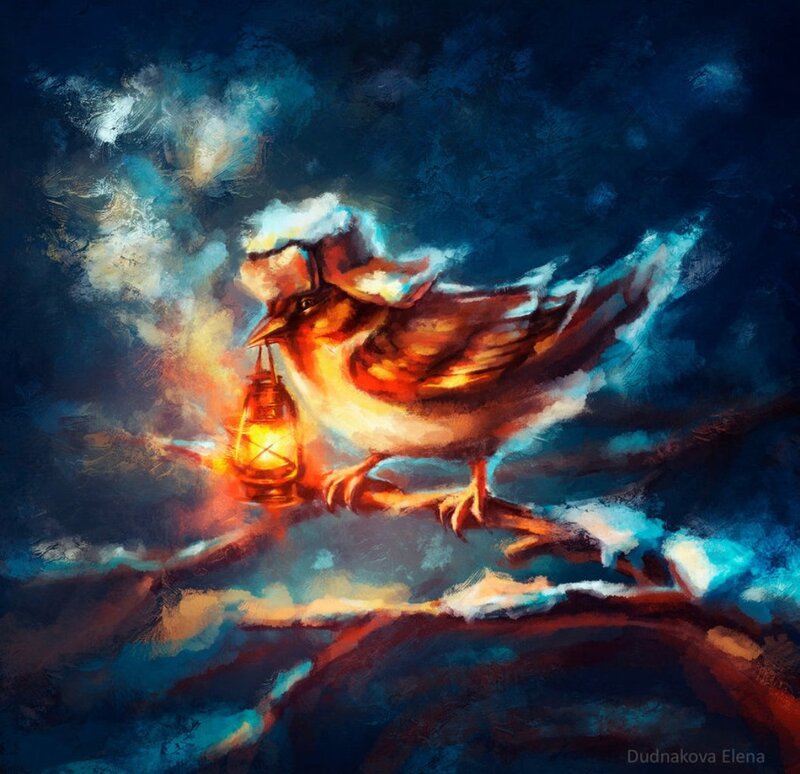 Bird Holding Lantern