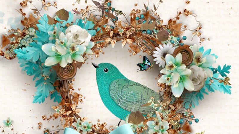 Bird in Floral Wreath