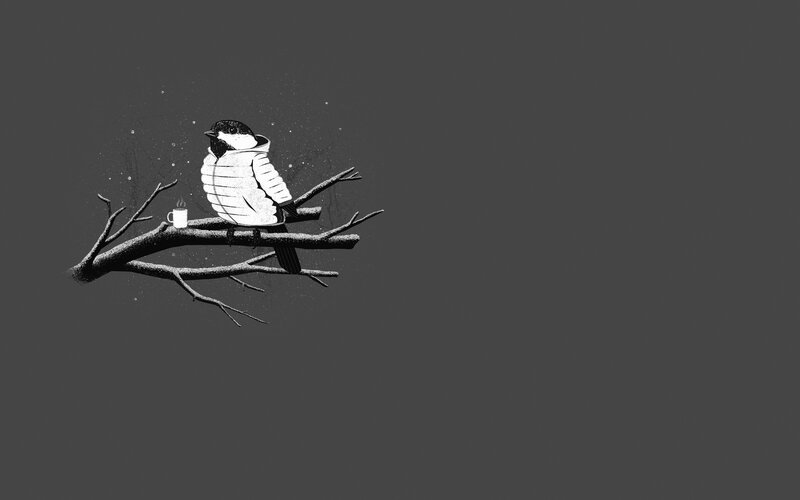 Bird in Jacket on Branch