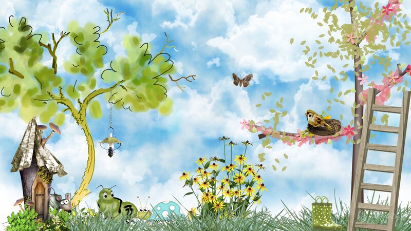 Bird in Nest on Branch