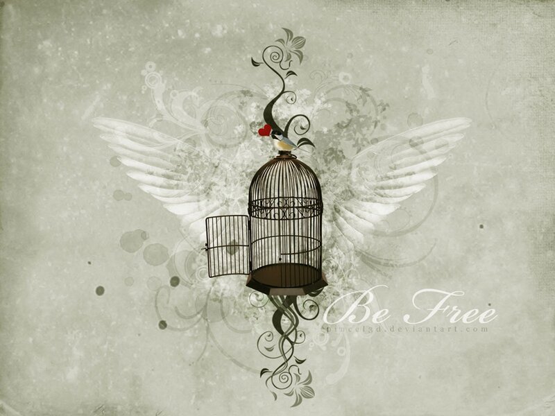 Bird in Open Cage — Gray