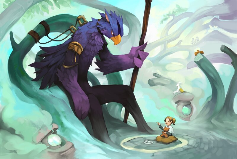 Bird-like Creature with Child