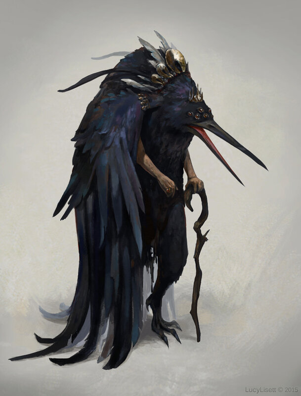 Bird-like Creature with Staff
