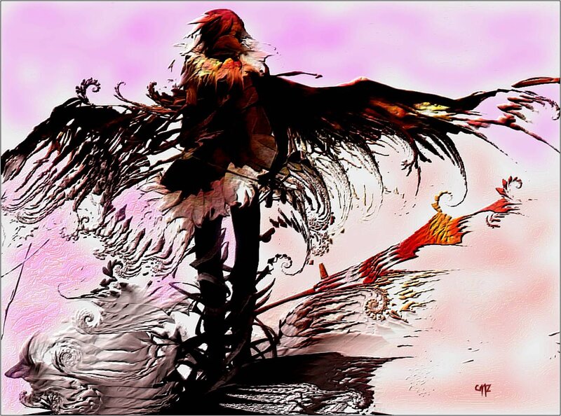 Bird-like Creature with Wings — Pink