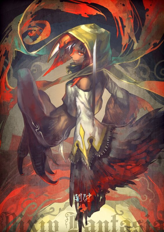 bird-like warrior with sword
