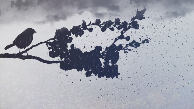 Bird on a Branch — Black, Dreary