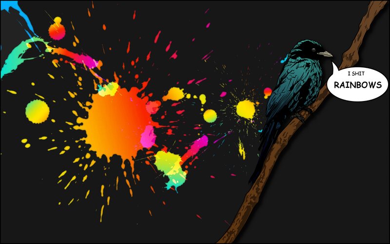 Bird on a Branch — Black, Humorous