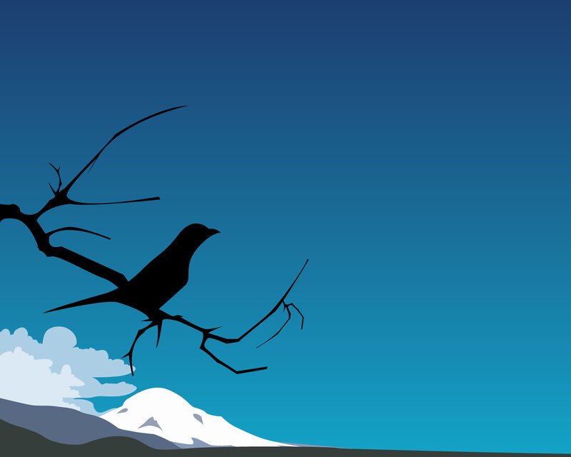 Bird on a Branch — Blue