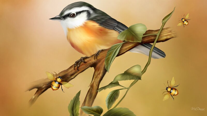 Bird on a Branch — Brown