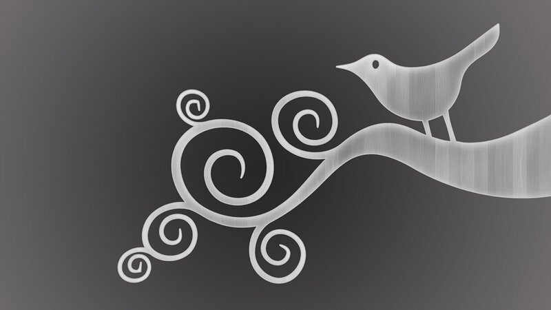 Bird on a Branch — Gray, Calm, Vector Art