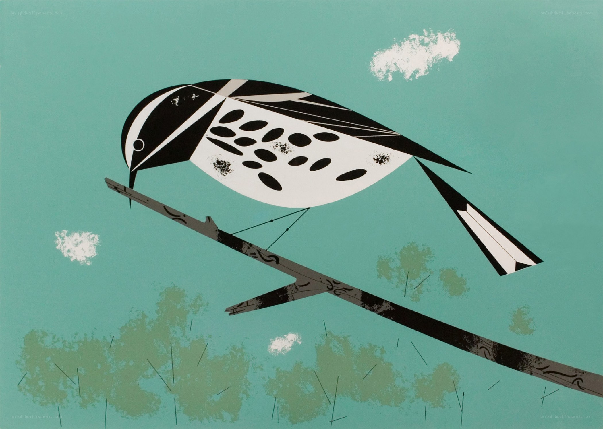 bird on a branch illustration