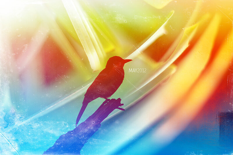 Bird on a Branch — Yellow, Dreamy