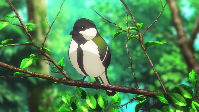 Bird on a Tree Branch — Green