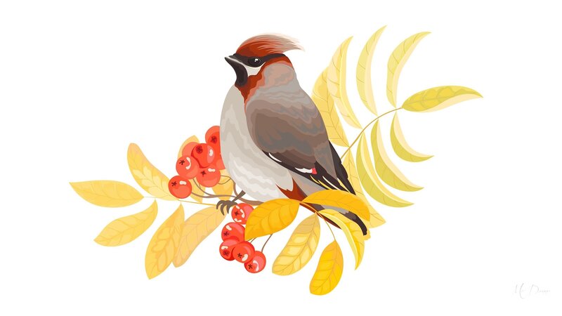 Bird on Berry Branch — Yellow
