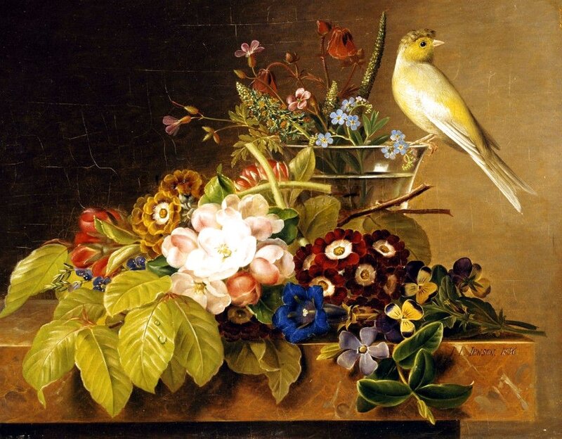 Bird on Flower Arrangement — Green