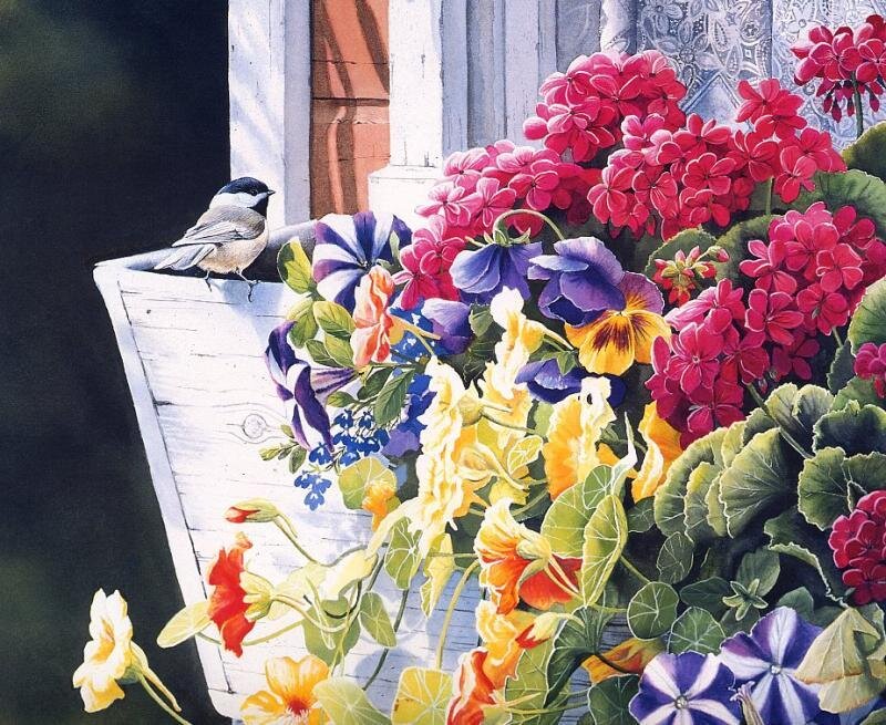 Bird on Flower Pot