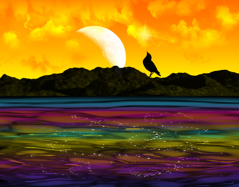 Bird on Mountain Silhouette