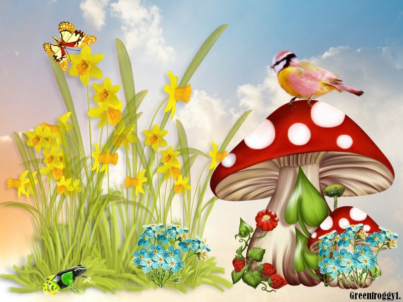 Bird on Mushroom