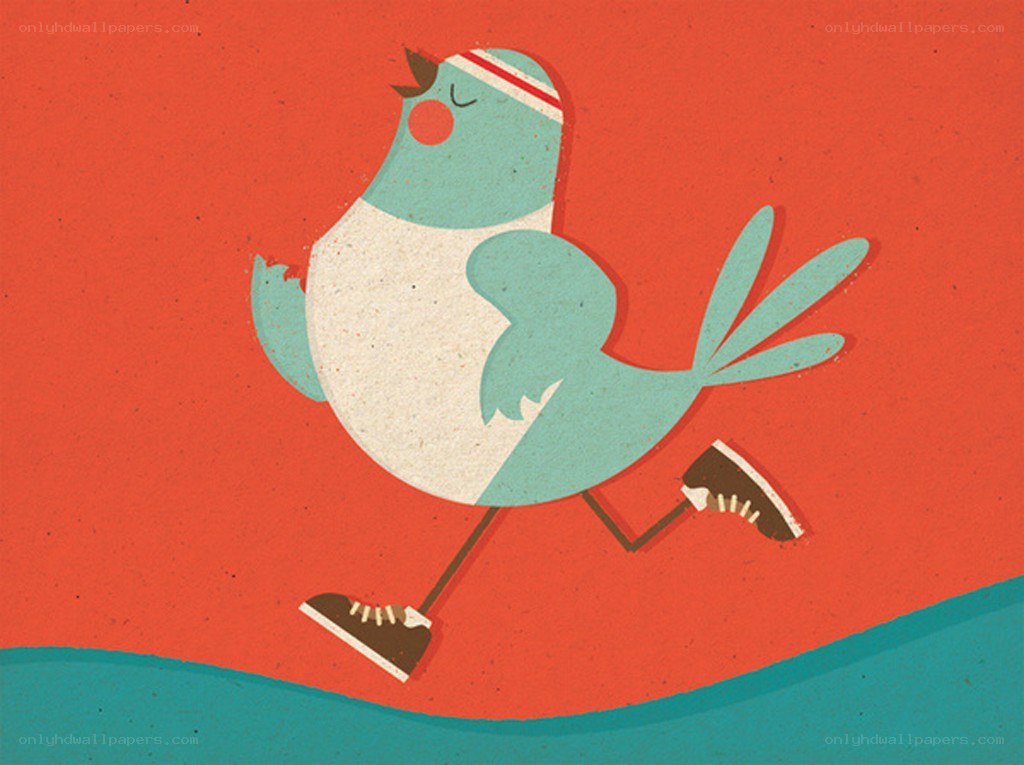 bird running in sneakers