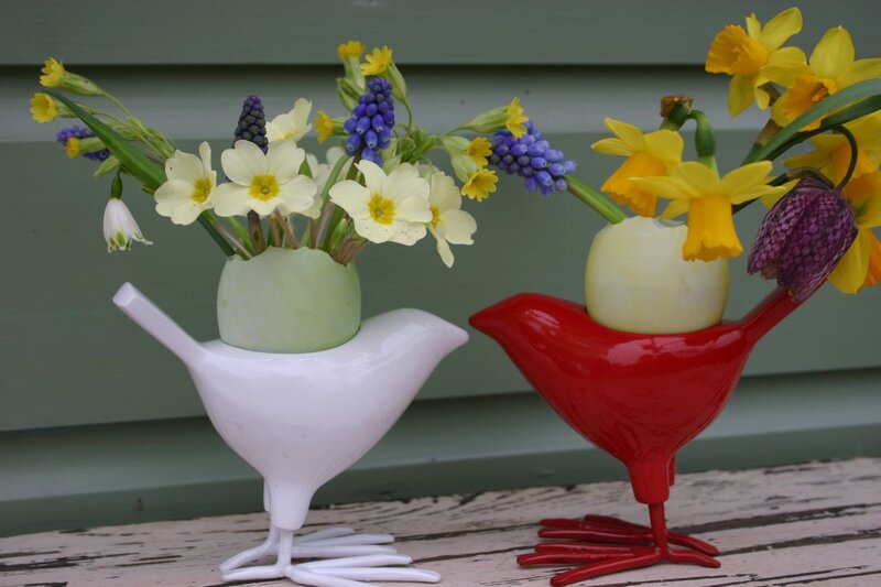 Bird-shaped Vases with Flowers