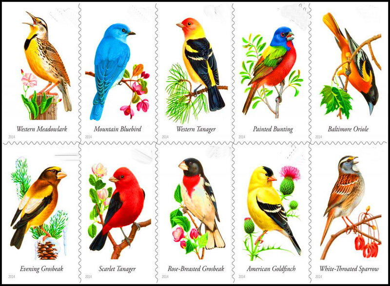 Bird Stamps Collection — Yellow