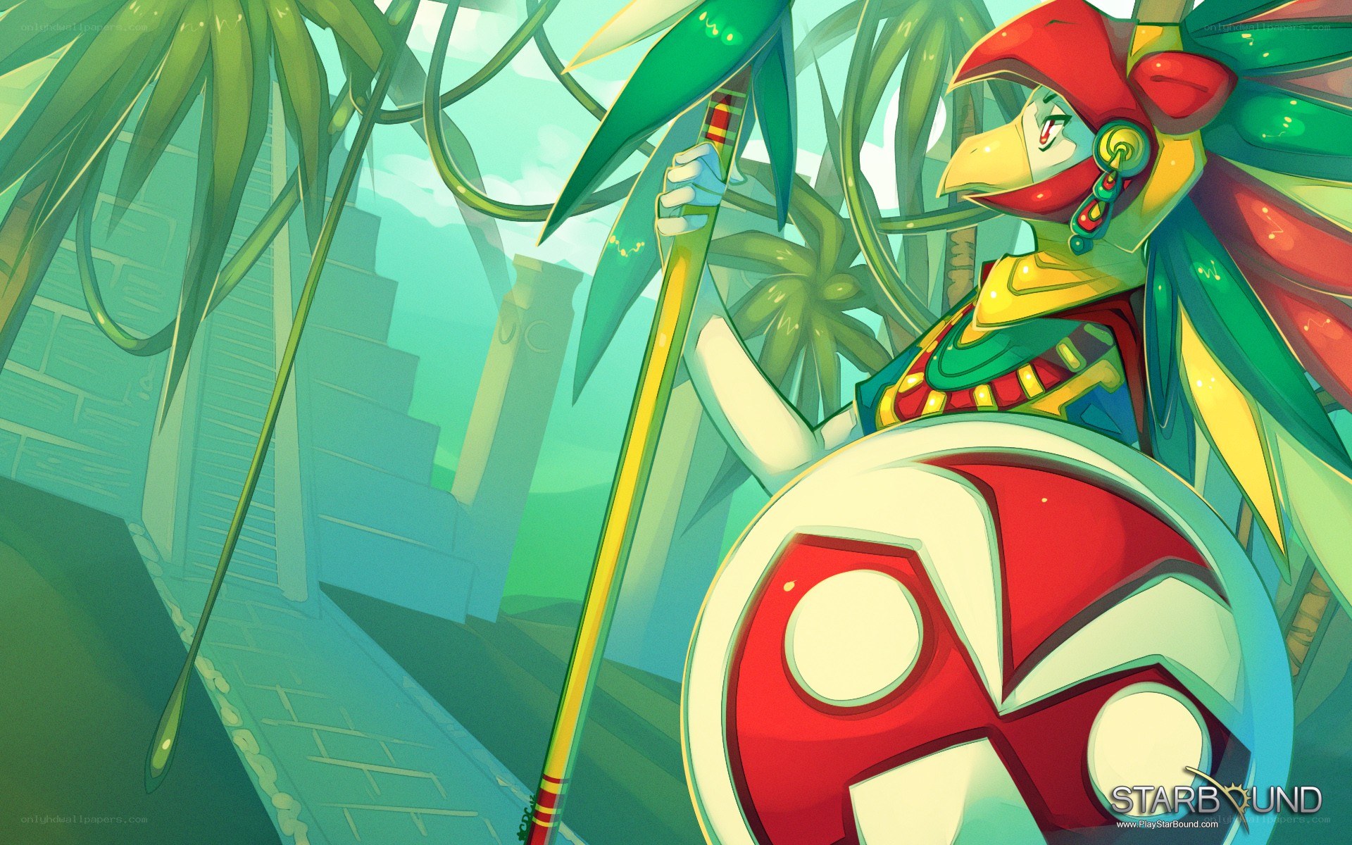 bird warrior in jungle temple