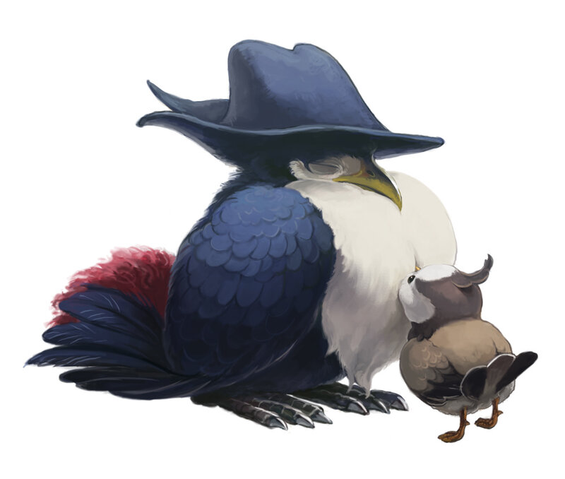 bird with a hat