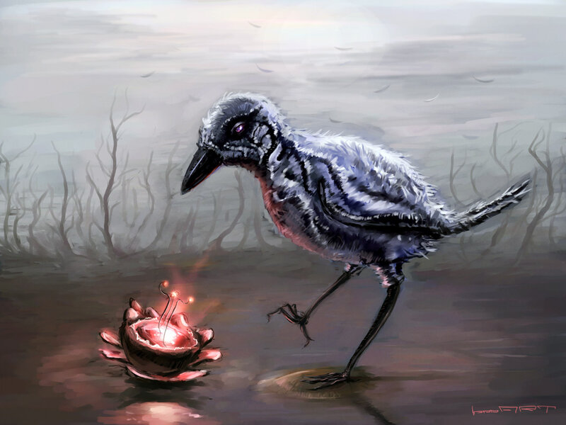Bird with Glowing Flower