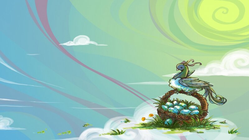 bird with nest on cloud