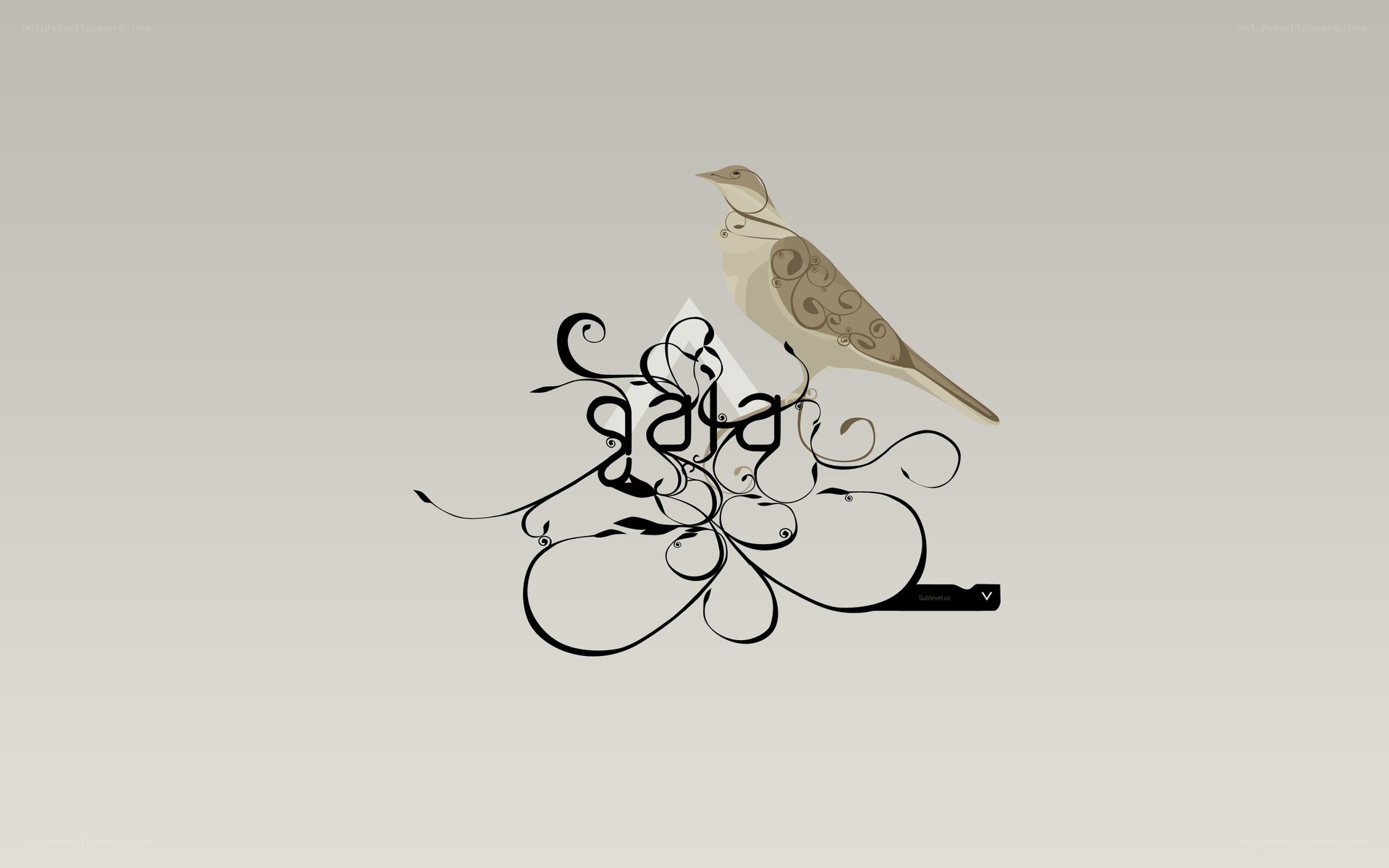 bird with ornate lettering