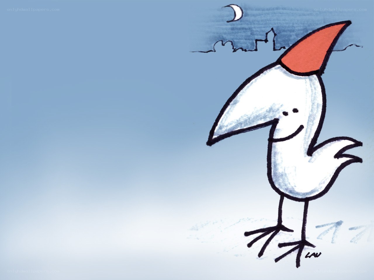 bird with red hat at night